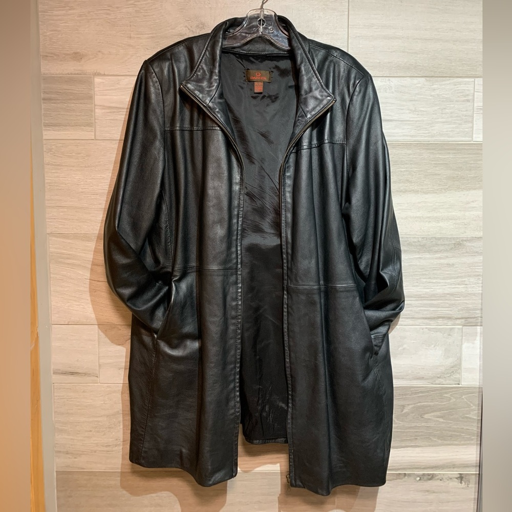 Danier Oversized Black Leather Jacket